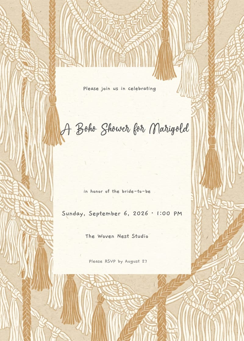 Macrame Fringe Boho Bridal Shower Invitation invitation