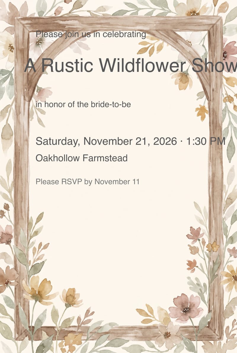 Rustic Wood & Wildflowers Bridal Shower Invitation invitation