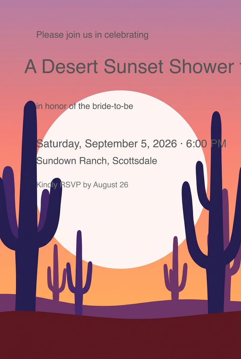 Saguaro Sunset Bridal Shower Invitation invitation