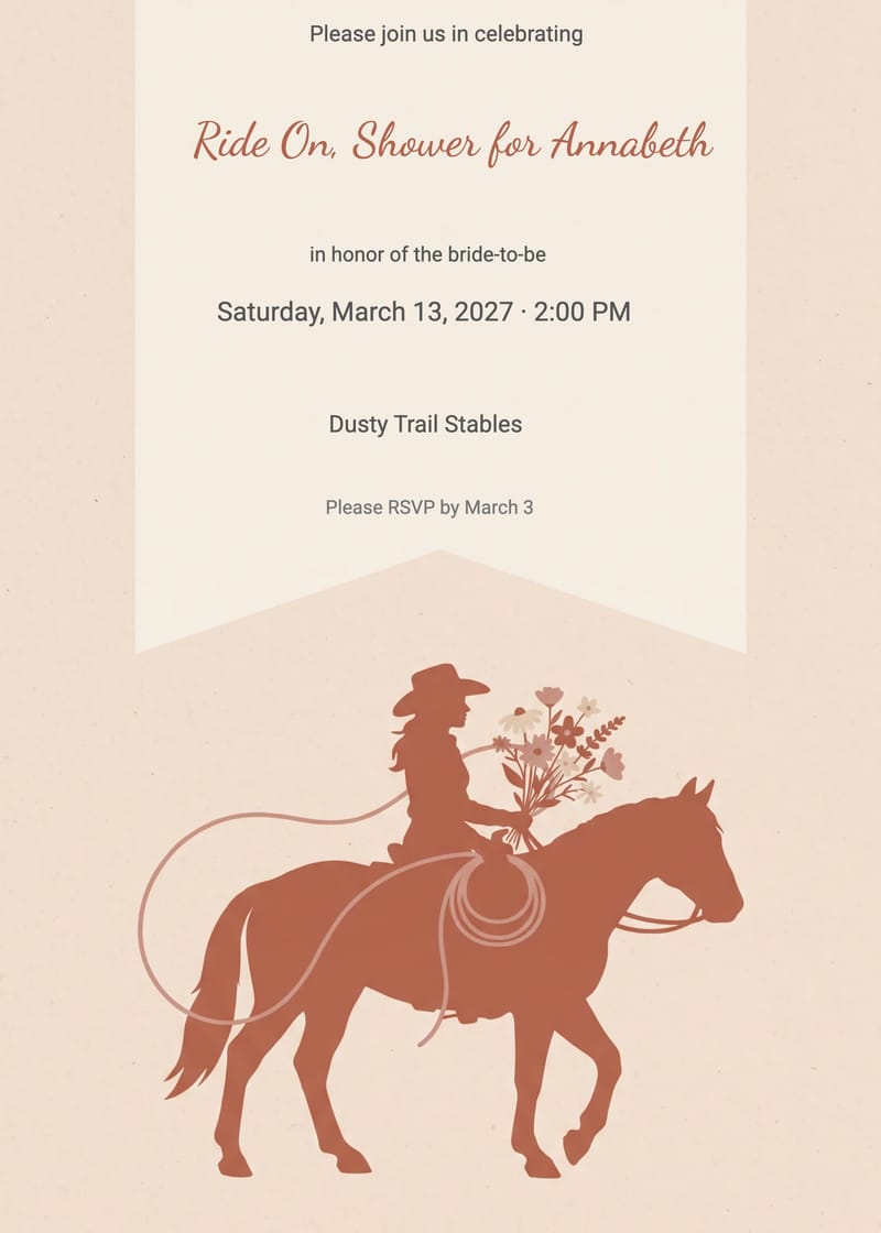 Cowgirl & Wildflowers Bridal Shower Invitation invitation