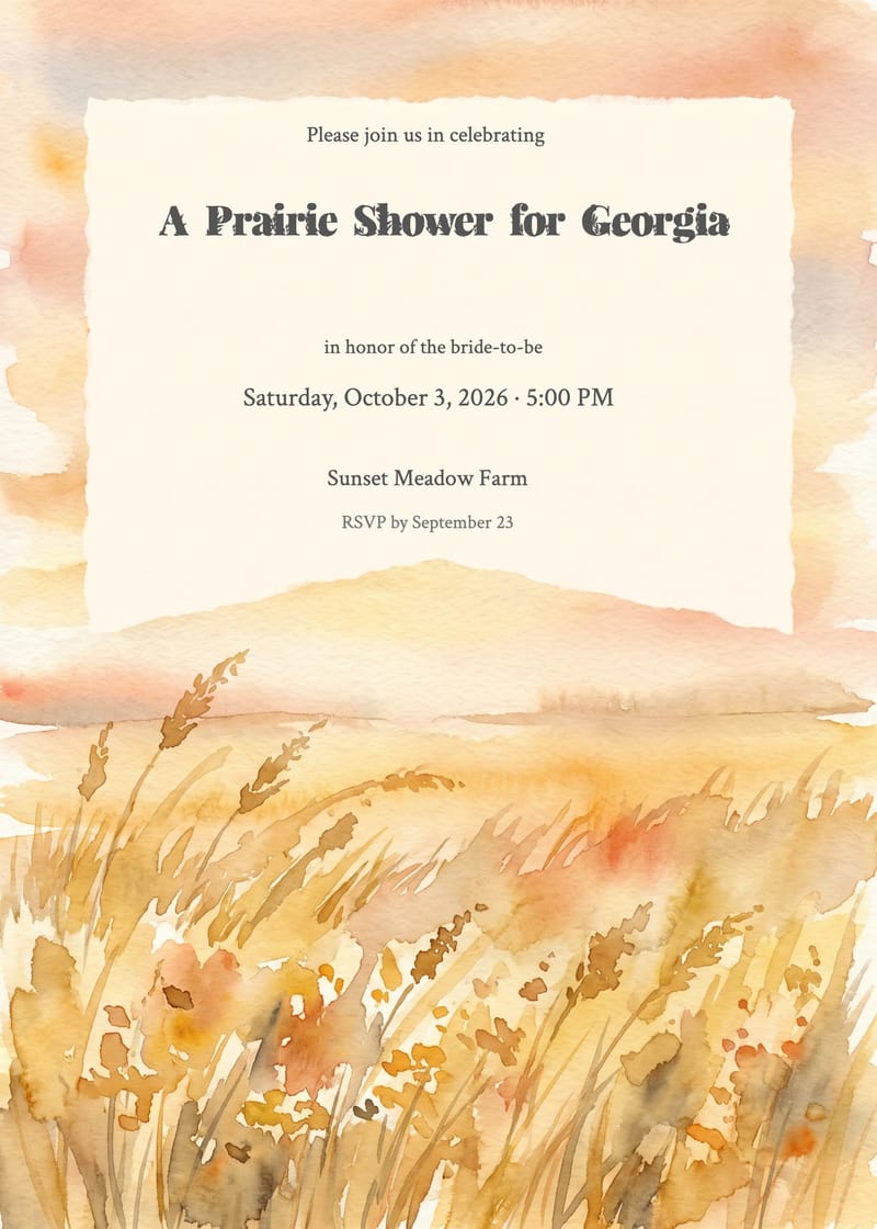 Golden Prairie Bridal Shower Invitation invitation