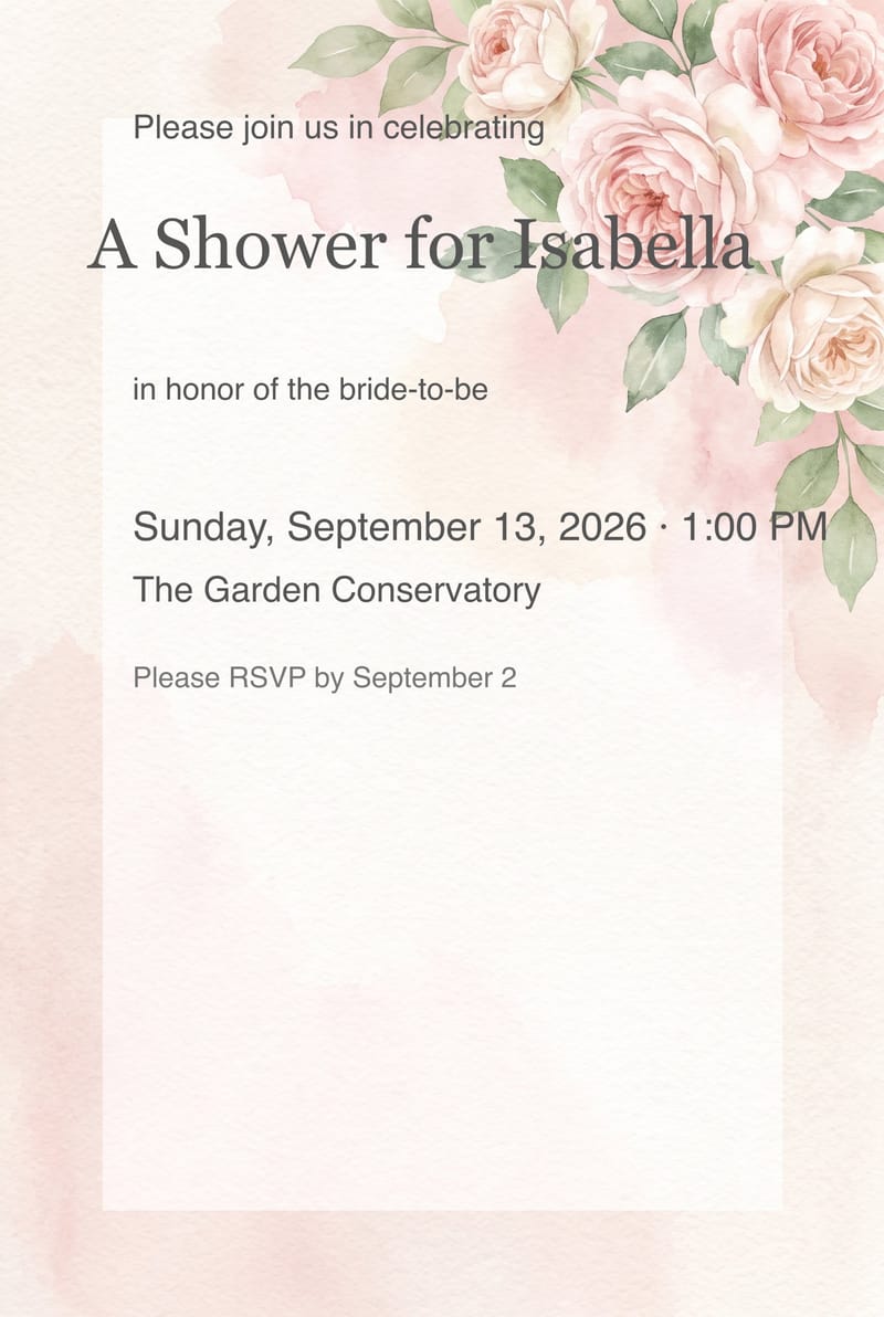 Soft Floral Corner Bridal Shower Invitation invitation