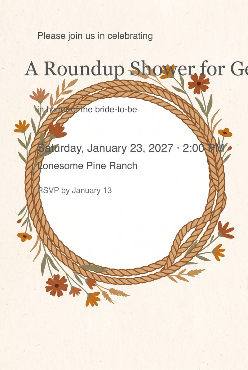 Rope Lasso Wildflower Bridal Shower Invitation invitation