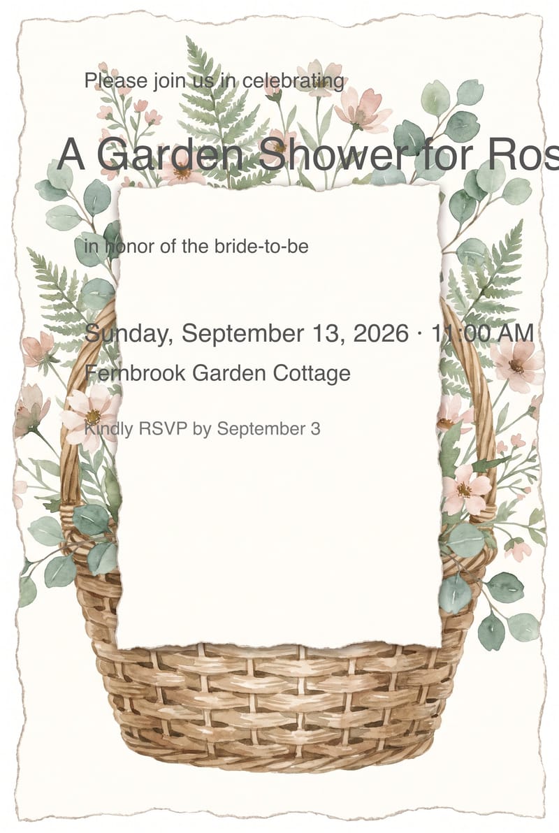 Wildflower Basket Bridal Shower Invitation invitation