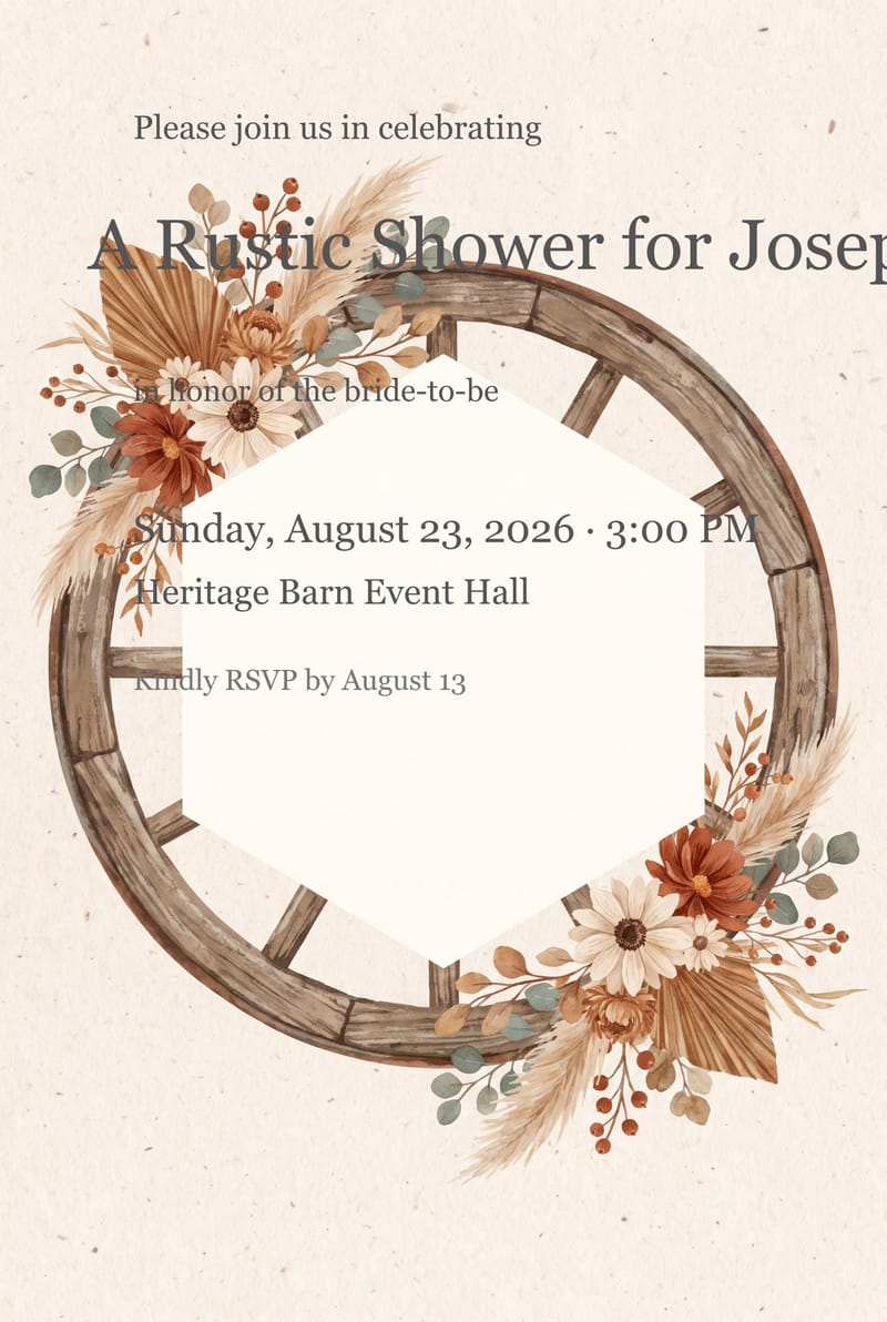 Wagon Wheel Rustic Bridal Shower Invitation invitation
