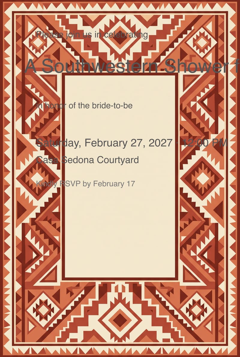 Southwestern Rug Pattern Bridal Shower Invitation invitation