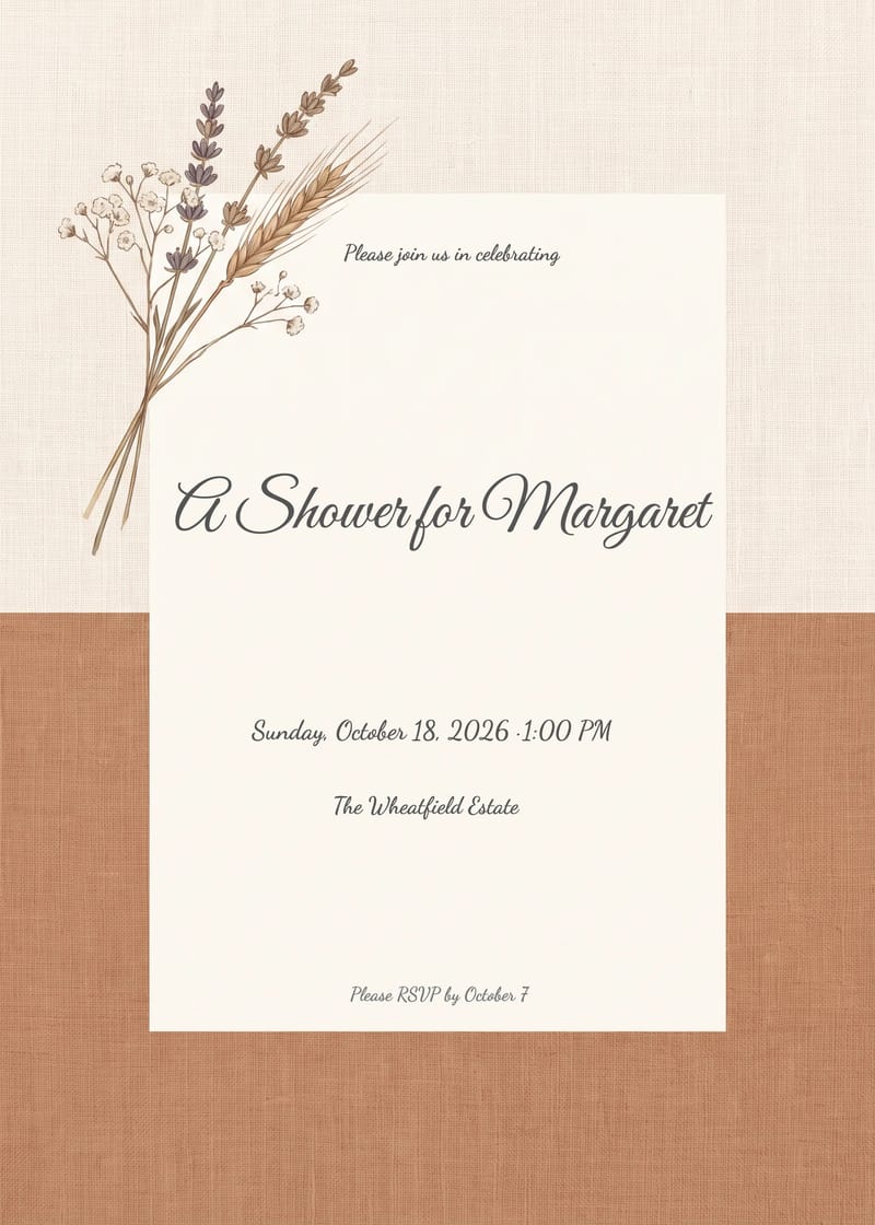 Elevated Rustic Chic Linen Bridal Shower Invitation invitation