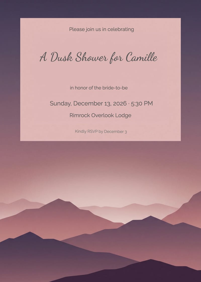Desert Mountain Dusk Bridal Shower Invitation invitation