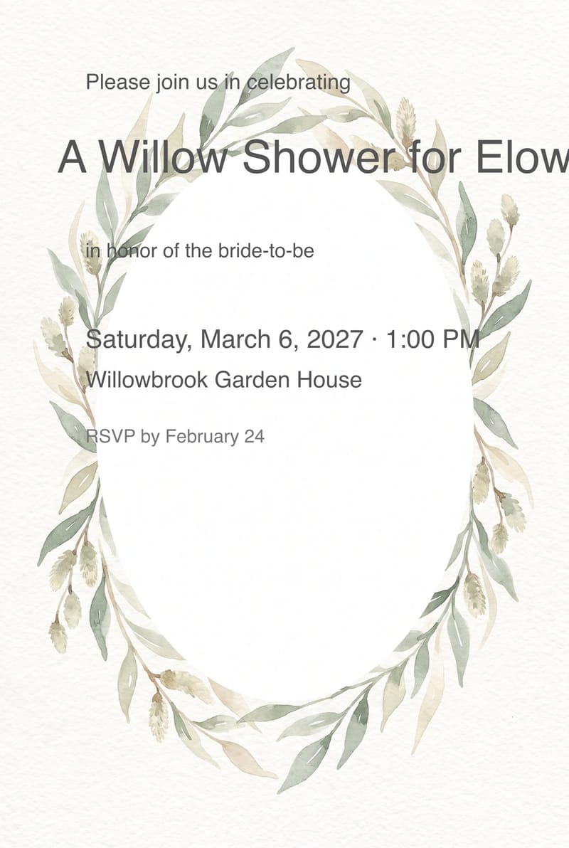 Willow Branch Wreath Bridal Shower Invitation invitation