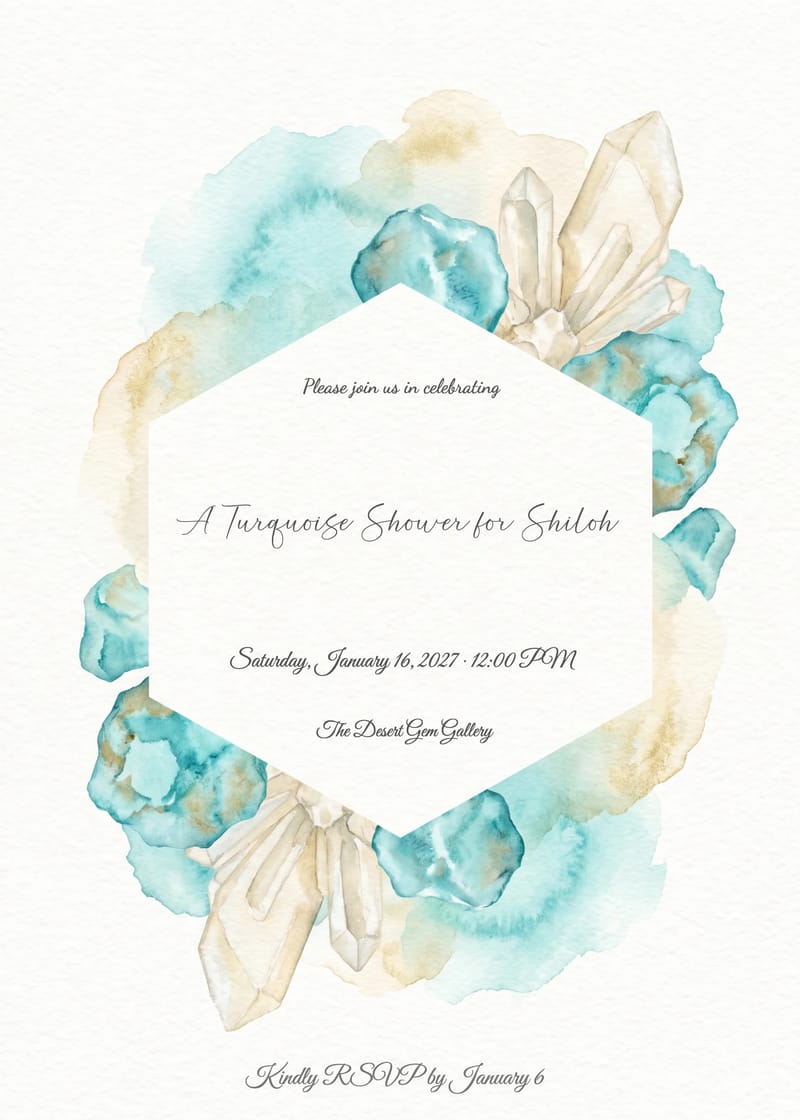 Raw Turquoise Cluster Bridal Shower Invitation invitation