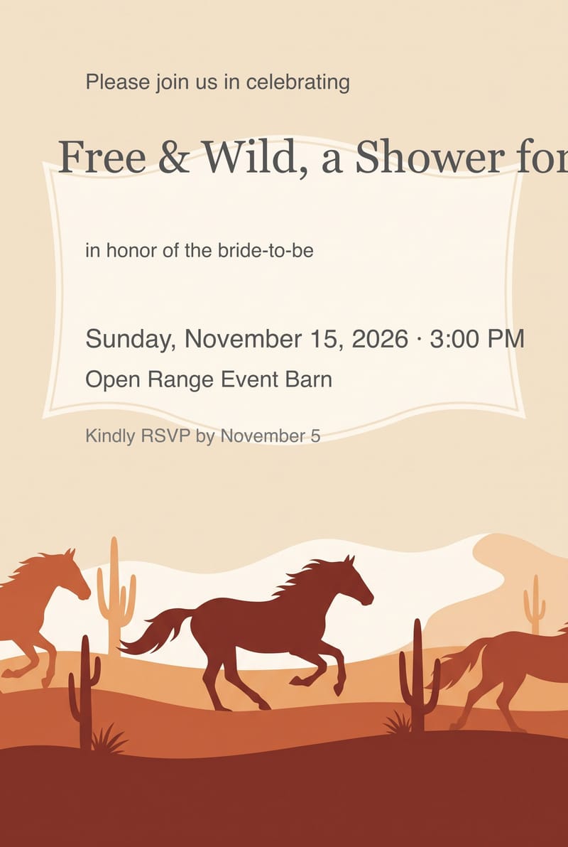 Wild Horses Western Bridal Shower Invitation invitation