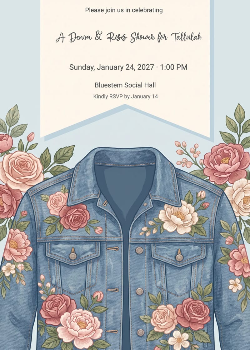 Floral Denim Jacket Bridal Shower Invitation invitation