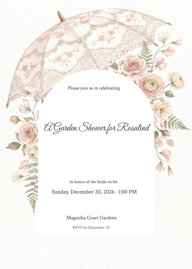 Lace Parasol Bridal Shower Invitation invitation