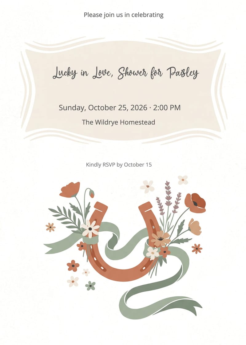 Horseshoe & Ribbon Bridal Shower Invitation invitation