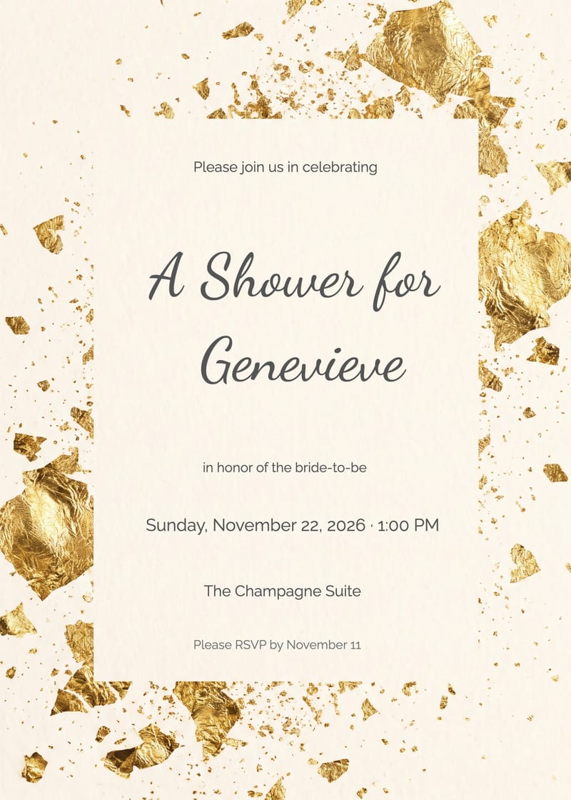 Champagne Gold Leaf Splatter Bridal Shower Invitation invitation