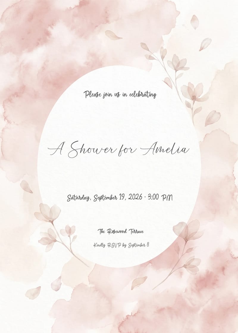 Romantic Blush Watercolor Bridal Shower Invitation invitation
