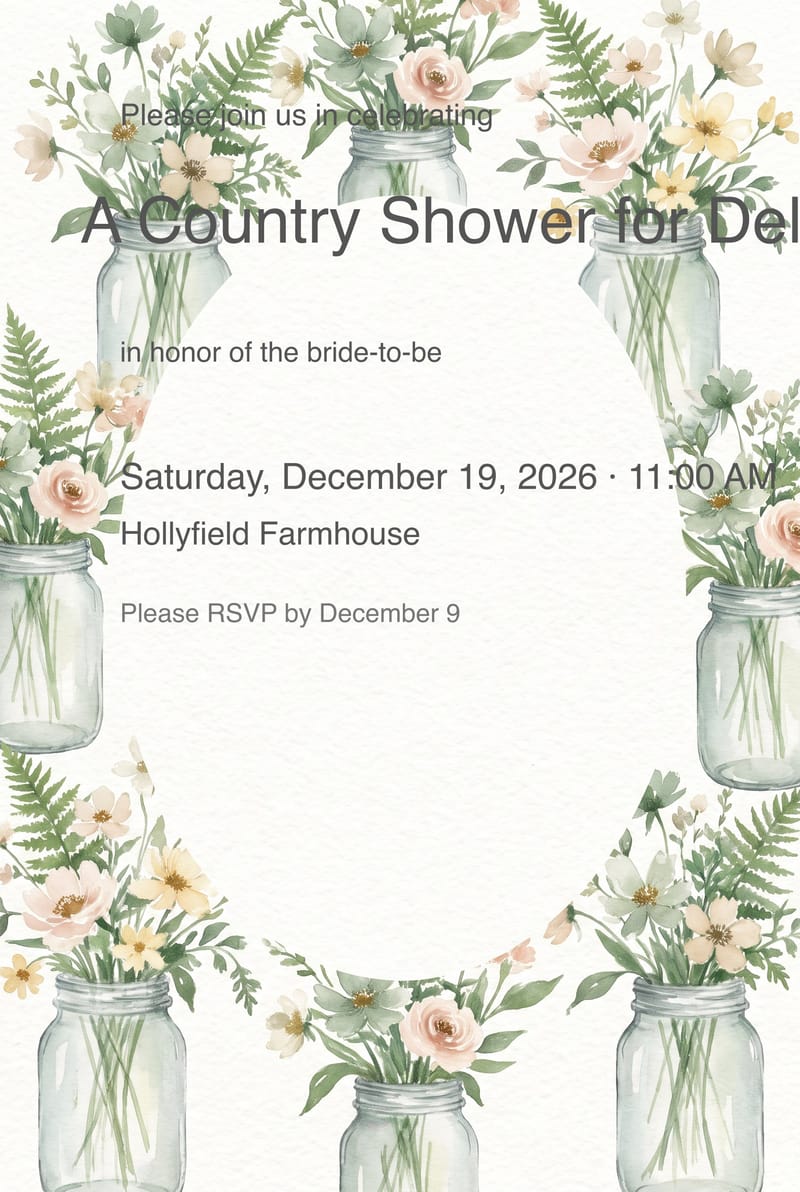 Vintage Mason Jars Bridal Shower Invitation invitation