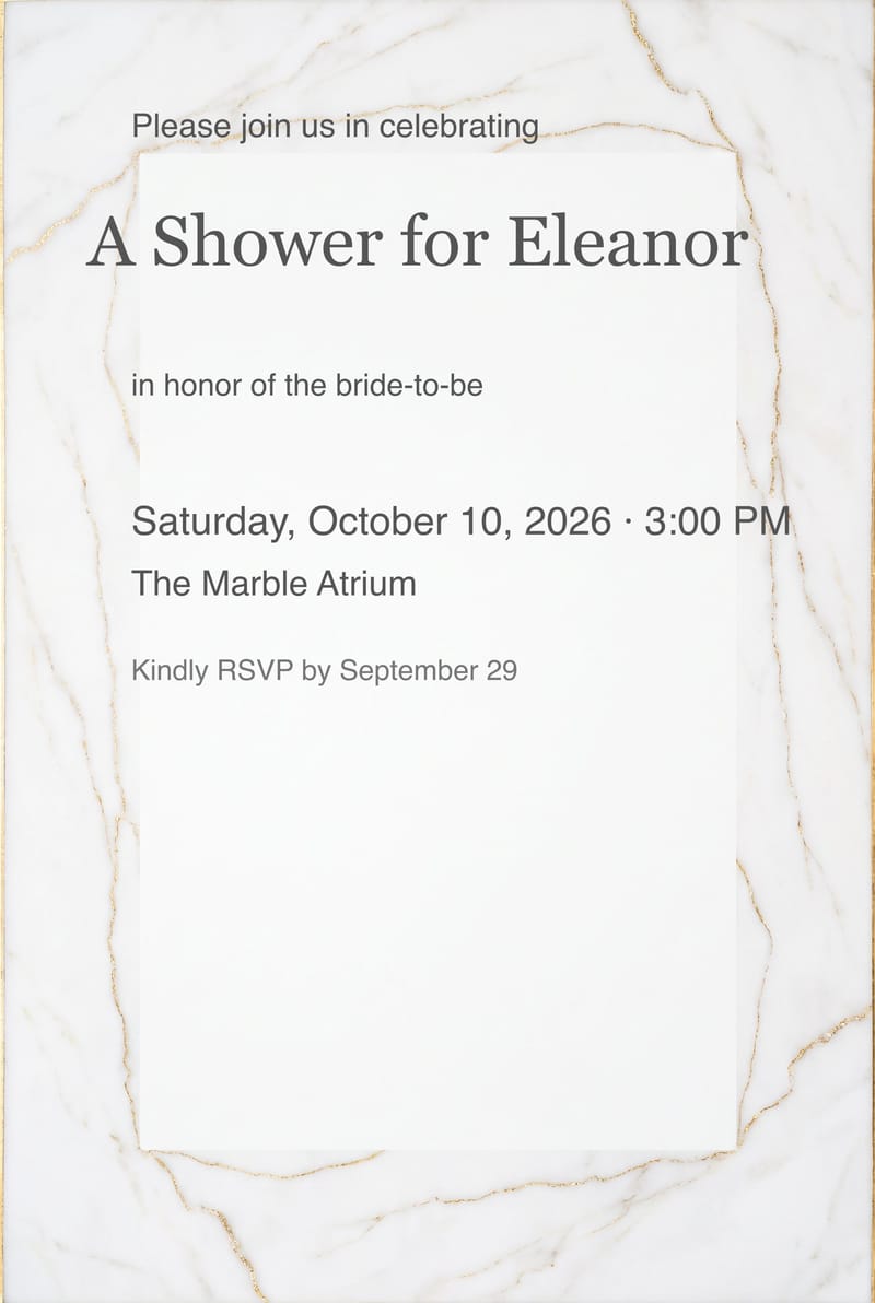 White Marble Gold Vein Bridal Shower Invitation invitation
