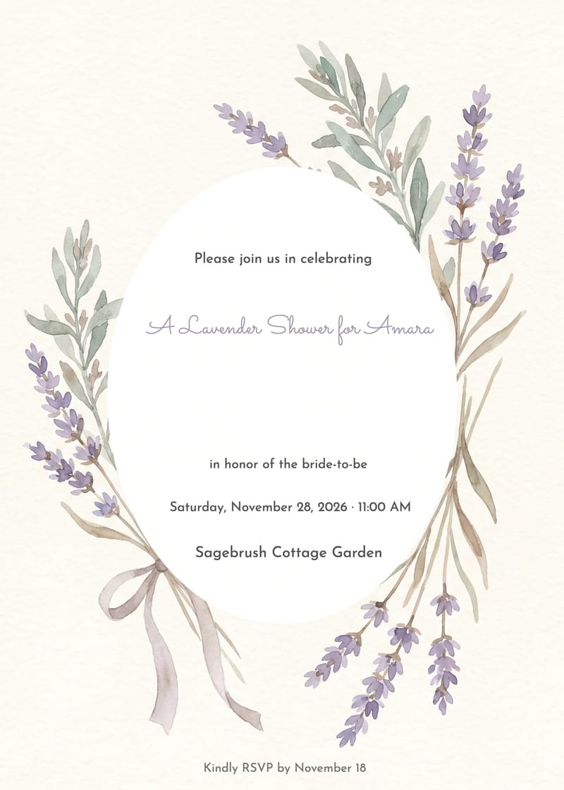 Dried Lavender & Sage Bridal Shower Invitation invitation