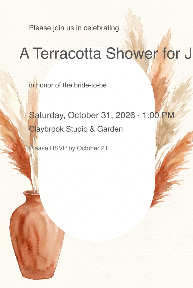 Terracotta Pottery Modern Bridal Shower Invitation invitation