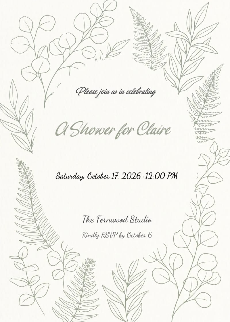 Modern Botanical Line Art Bridal Shower Invitation invitation