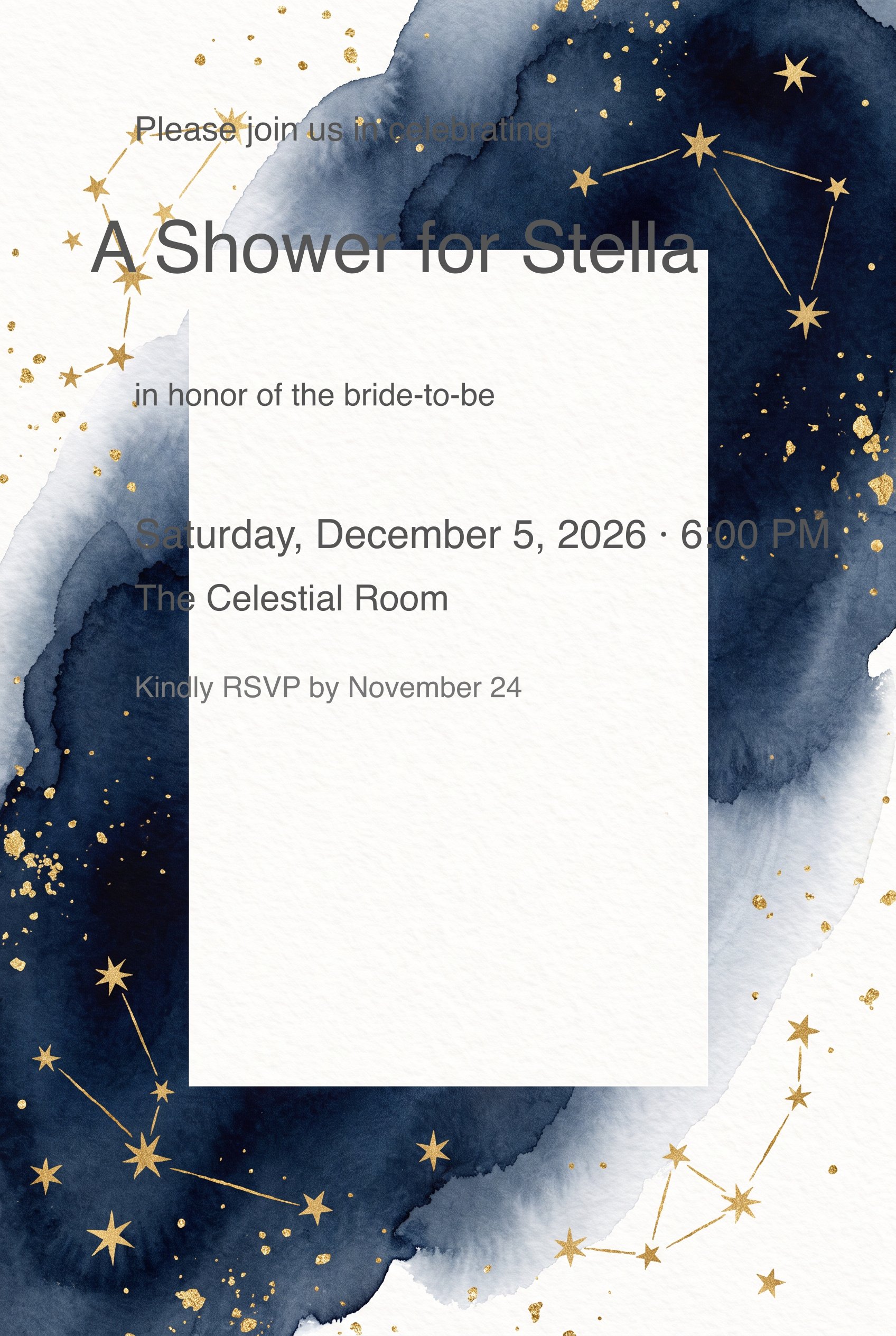 Navy Gold Constellation Bridal Shower Invitation invitation