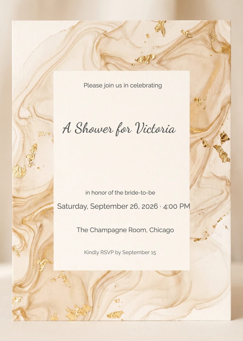 Champagne Gold Marble Bridal Shower Invitation invitation