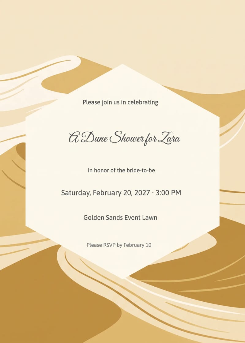 Golden Desert Dunes Bridal Shower Invitation invitation