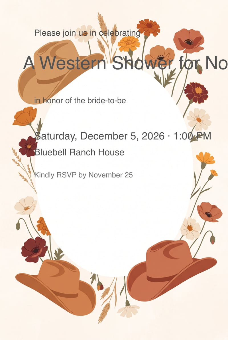 Suede Cowboy Hat Bridal Shower Invitation invitation