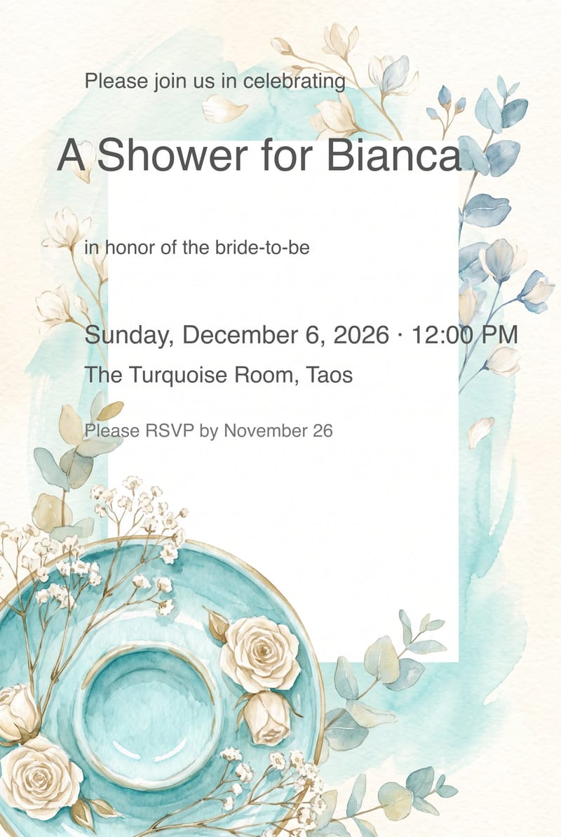 Turquoise Ring Dish Bridal Shower Invitation invitation