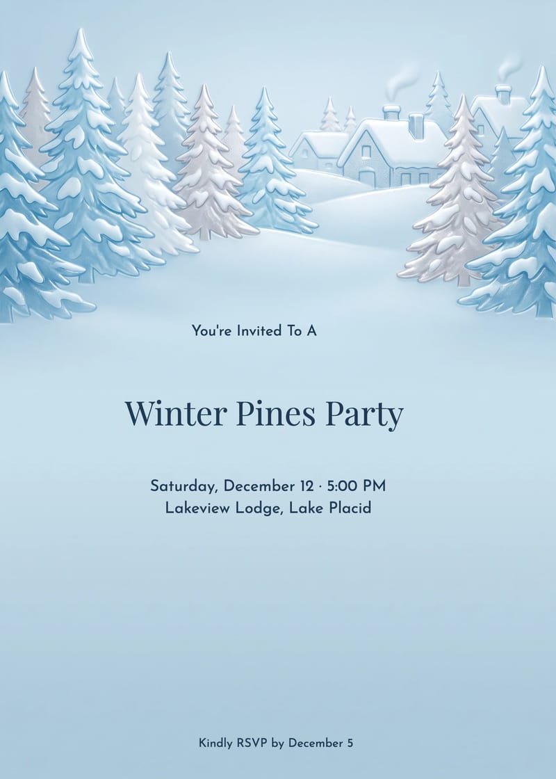 Frosted Winter Pines Village Christmas Invitation invitation