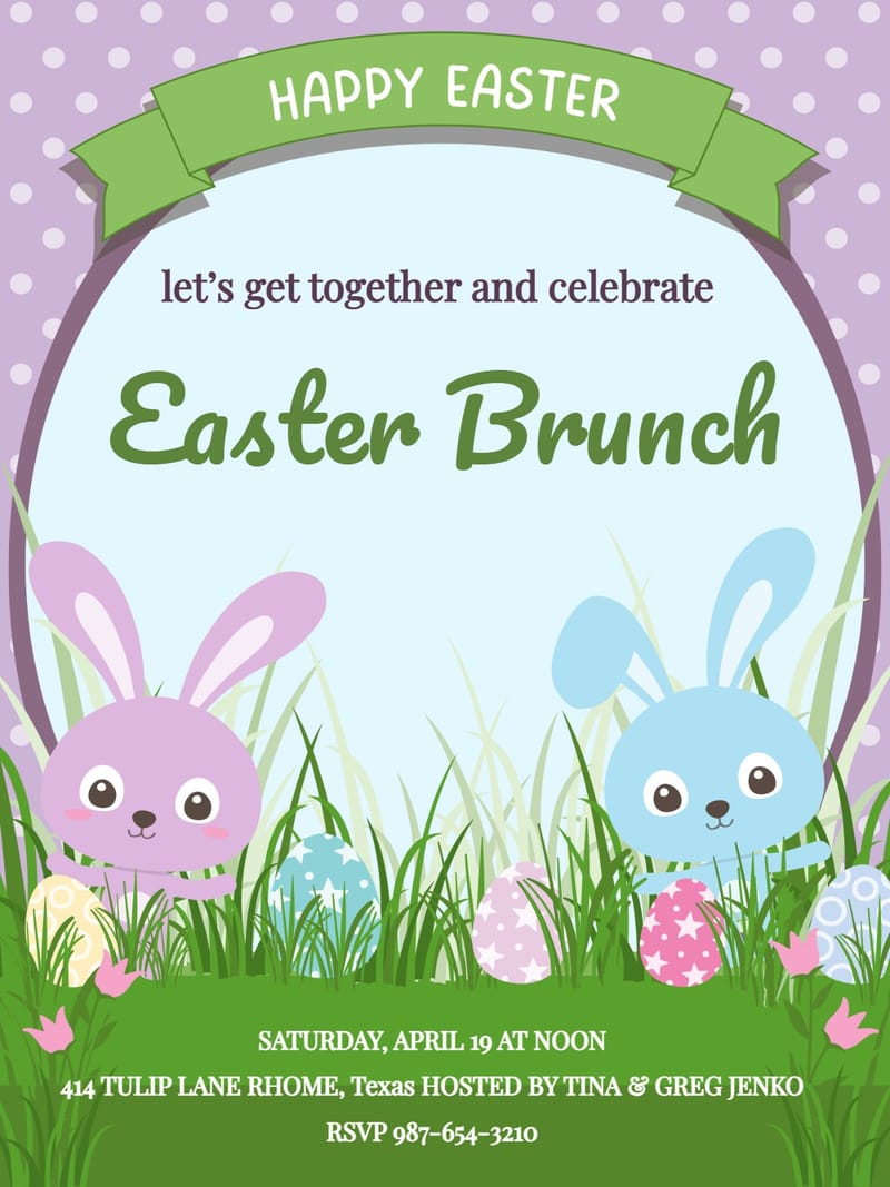 Elegant digital easter party â rabbit easter party invitation Card template