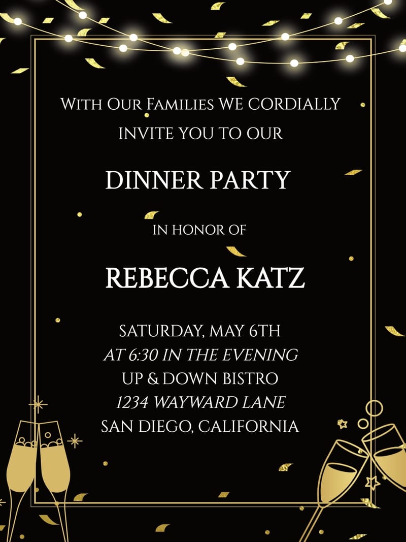 cheers dinner party invitation Template dinner party invitation card design for events