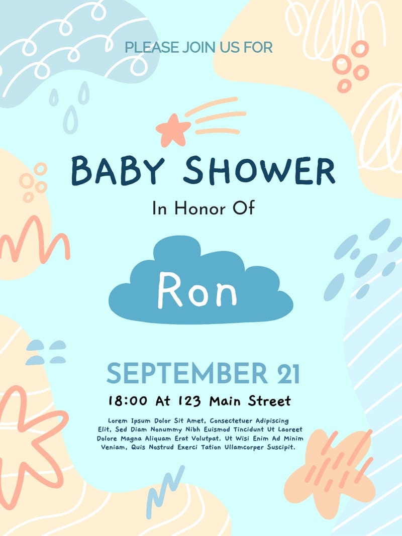 raining baby shower invitation Design baby & kids template with stylish layout