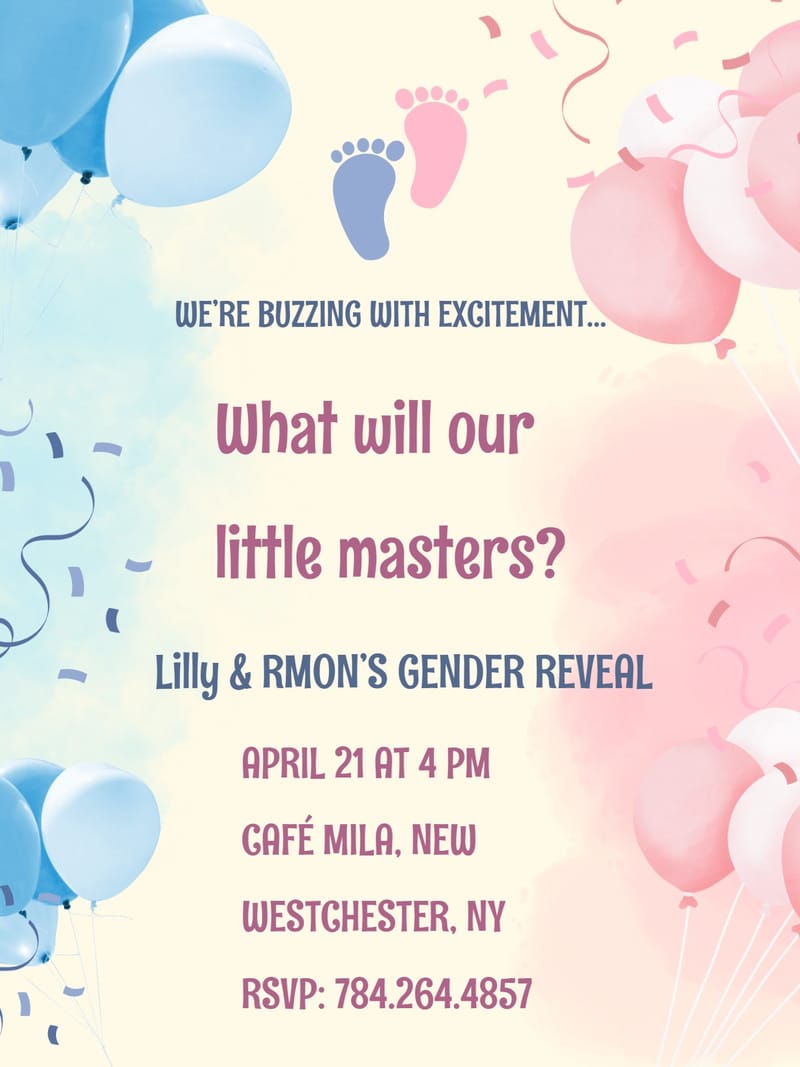 watercolor balloon gender reveal party invitation Card gender reveal shower card design for events