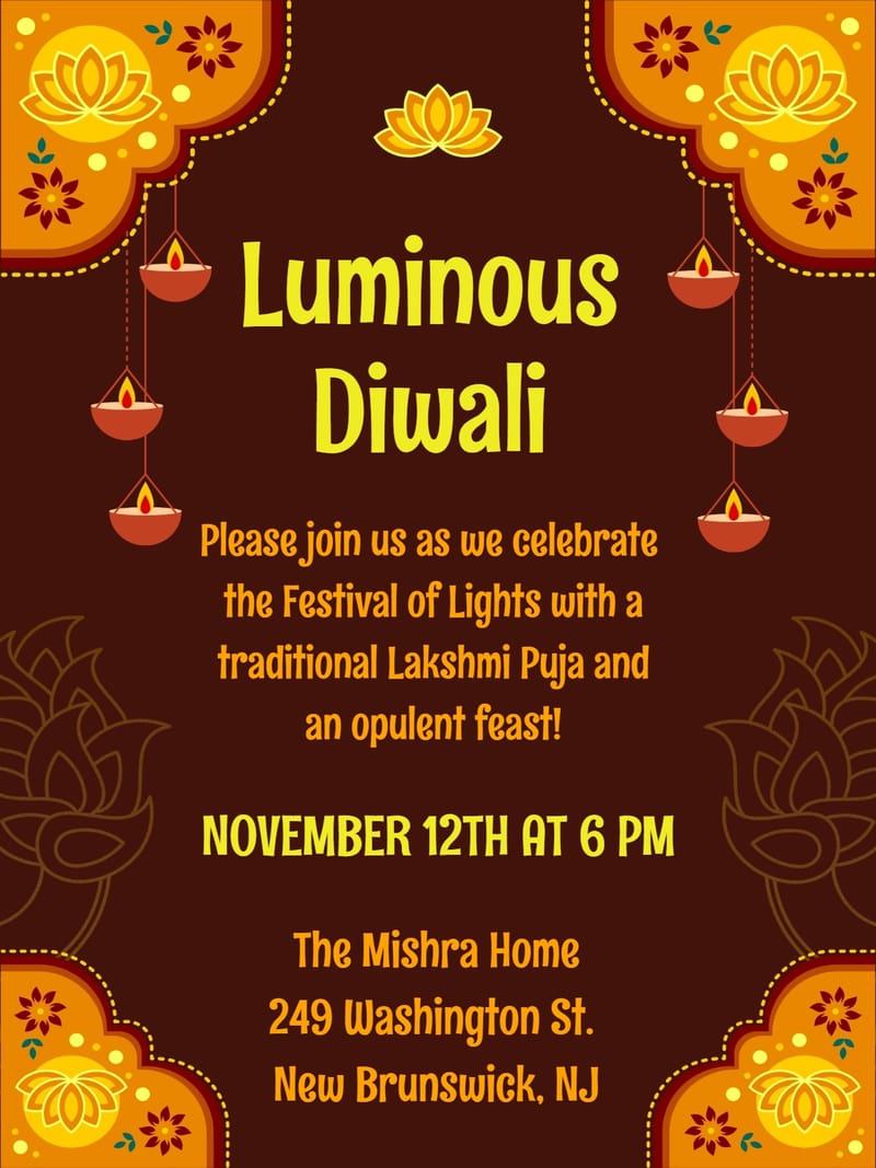 diya doodle diwali party invitation Card diwali party invitations template with stylish layout