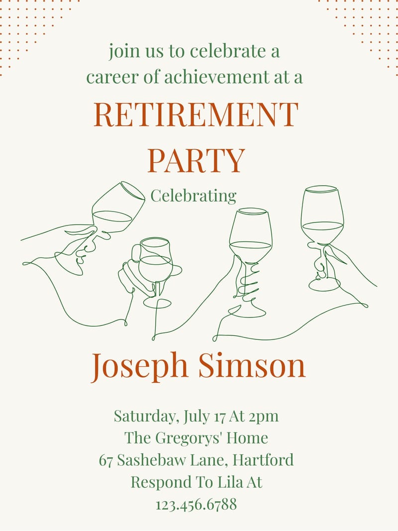 Elegant digital retirements invitations â cheers retirement party invitation Template template
