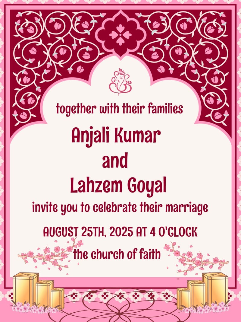 Elegant digital indian wedding â rose Indian wedding invitation Card template
