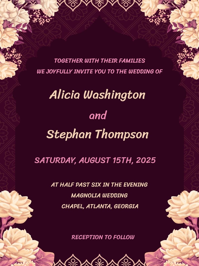 Modern elegant wedding invitation â creamy floral elegant wedding party invitation Card e-card design