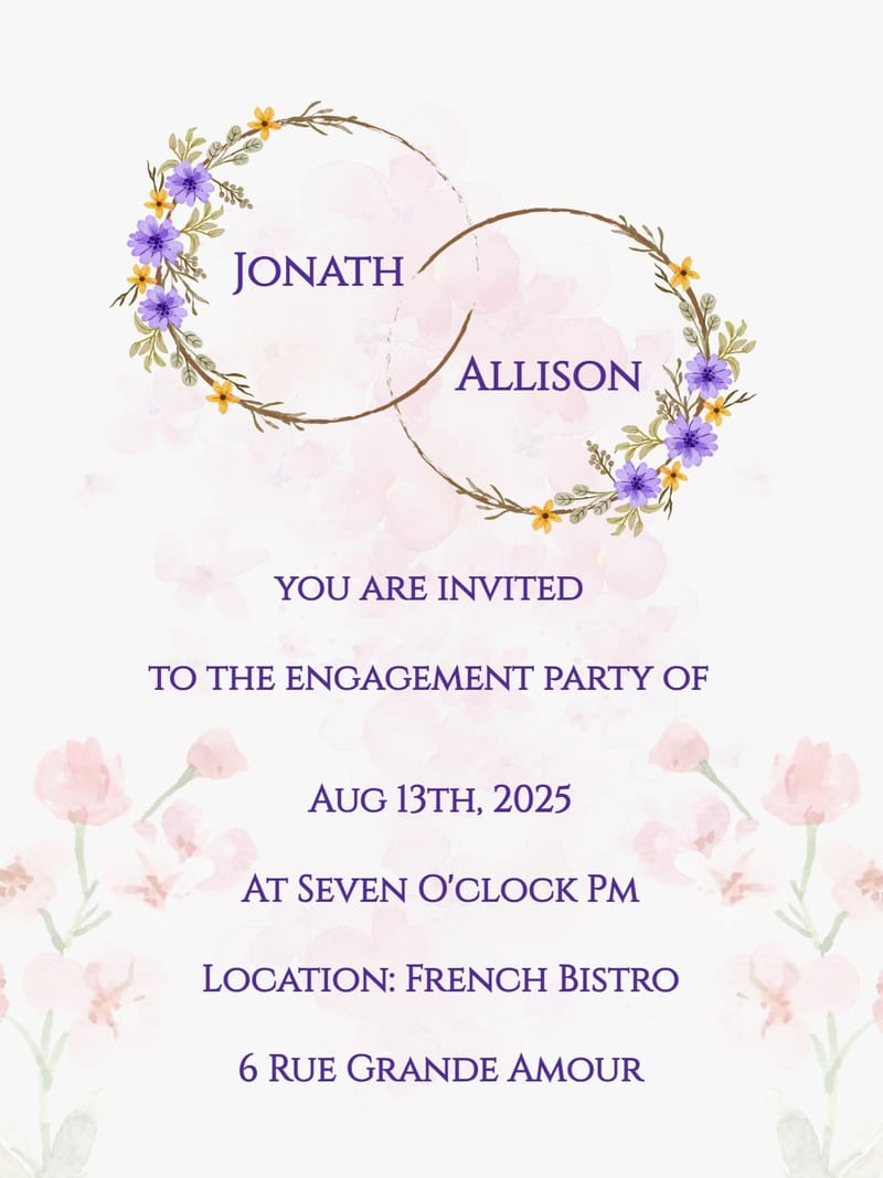 Elegant digital engagement party â purplish engagement party invitation Invite template