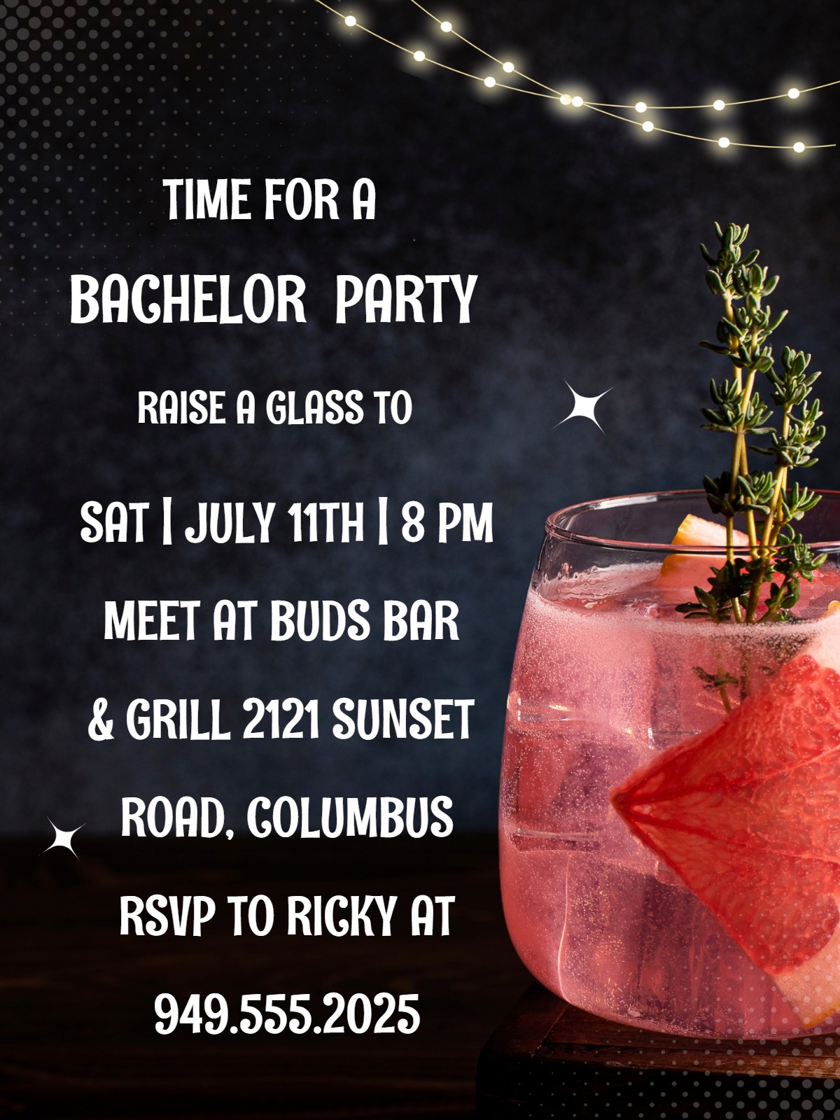 Elegant digital bachelor party â cocktail bachelor party invitation Template template