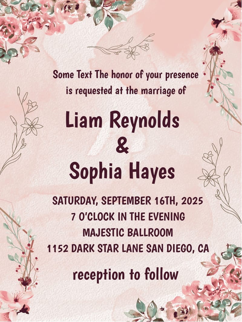 Elegant digital vintage wedding â pinkish floral vintage wedding invitation Template template