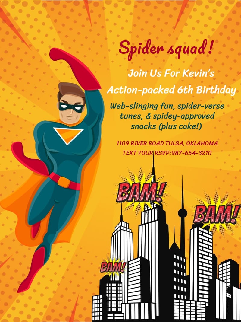 superhero birthday party invitation Card themed birthday card design for events