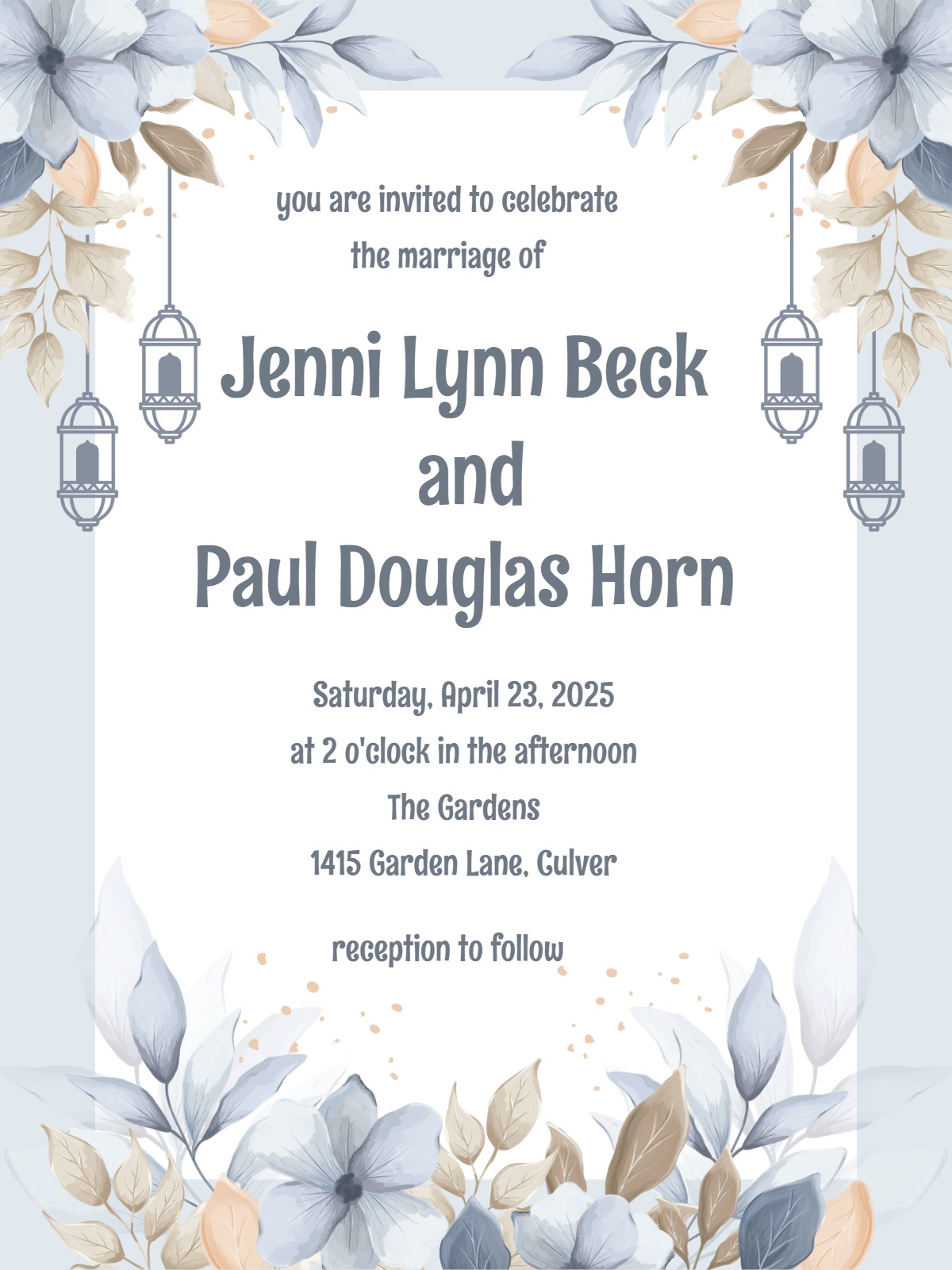 Modern floral wedding â grey floral wedding invitation Card e-card design