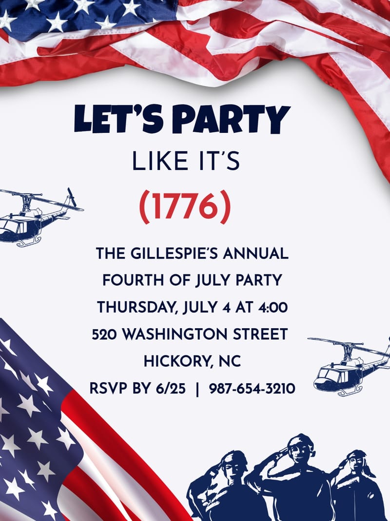Modern 4th of july invites â aeroplan 4th of july party invitation Card e-card design