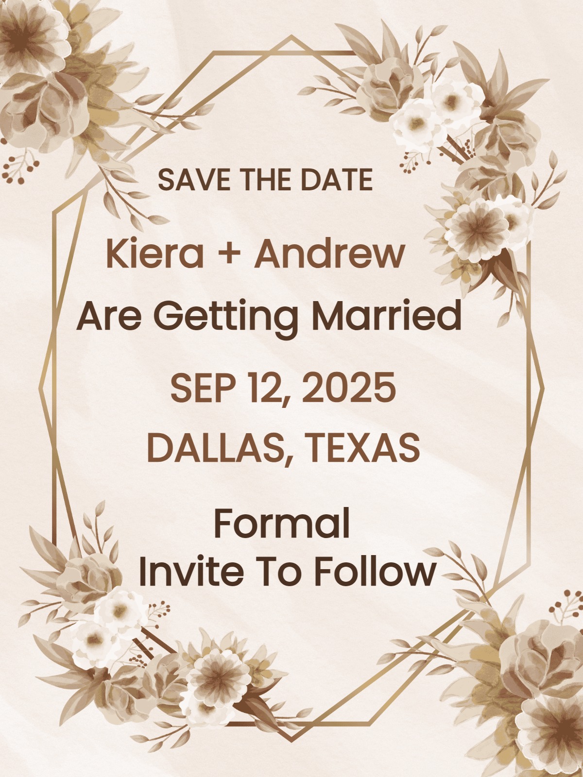 Elegant digital rustic wedding â brown floral rustic wedding invitation Card template