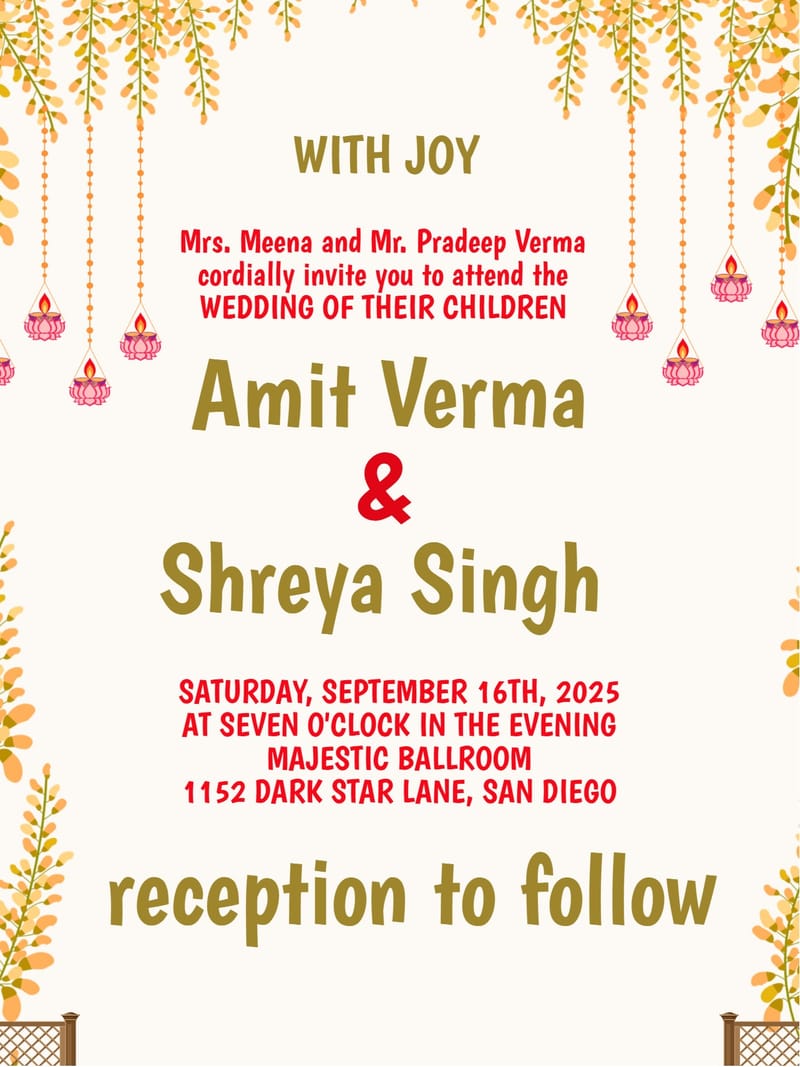 flourish Indian wedding invitation Template indian wedding card design for events