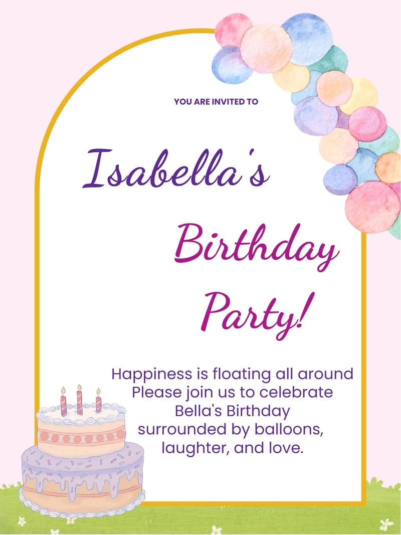 balloon birthday party invitation Template birthday template with stylish layout