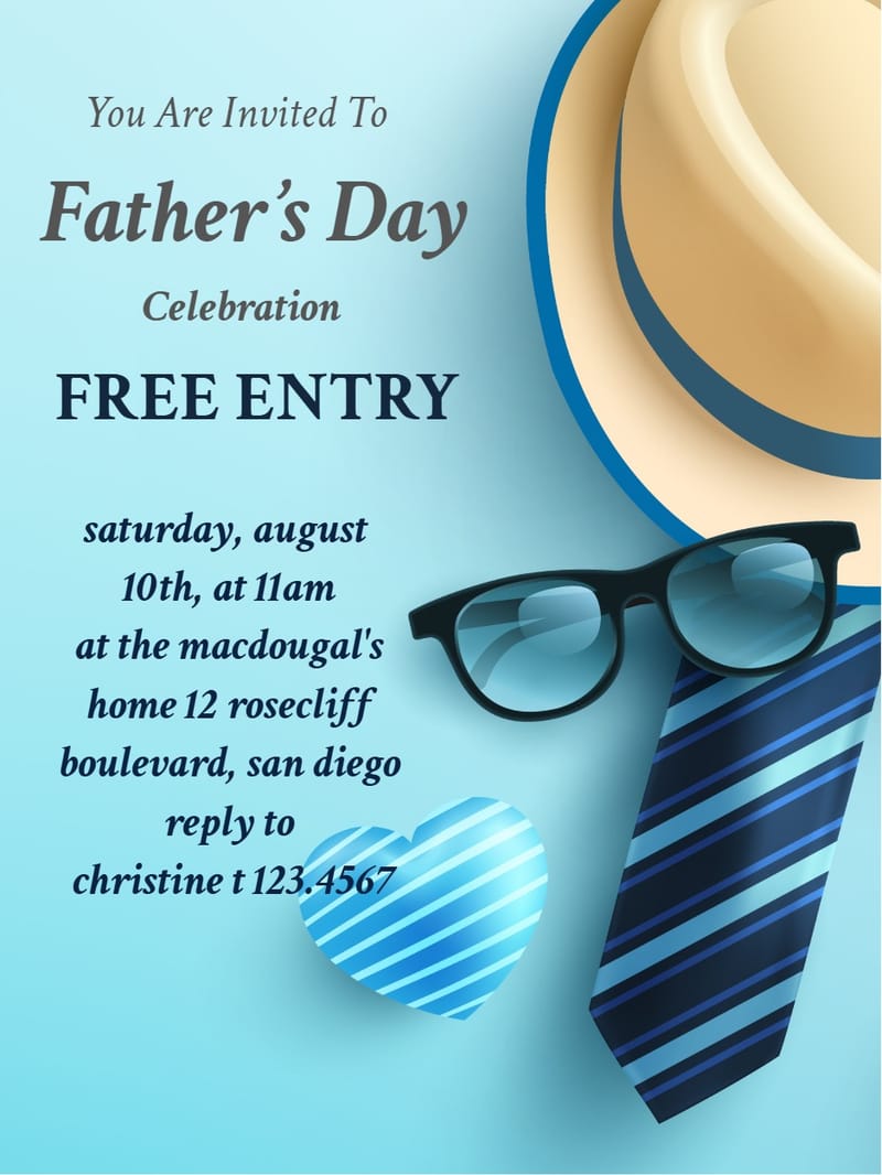 Modern fathers day invite â heart fathers day invitation Template e-card design