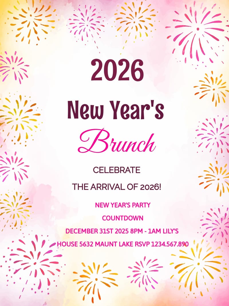 Modern new year â watercolor new year invitation Template e-card design